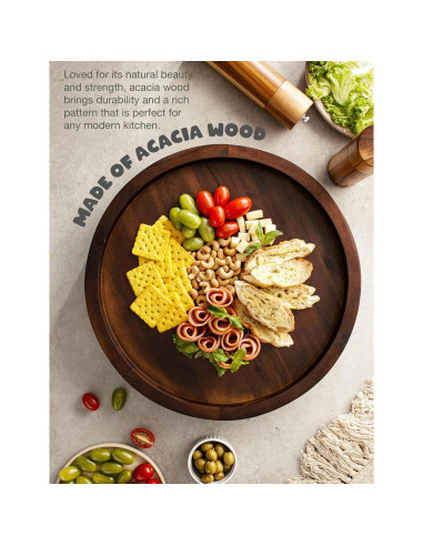 Mesa Giratoria de Acacia Tidita 40.6 cm Nogal - Lazy Susan