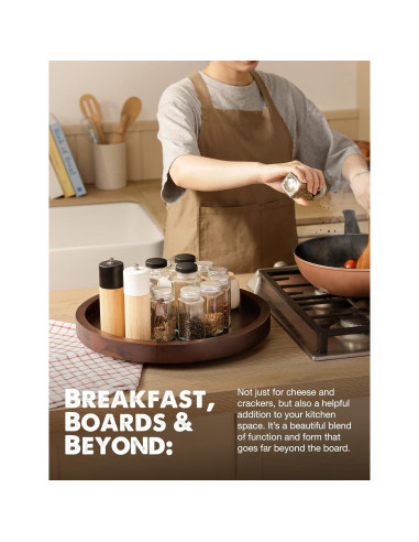 Mesa Giratoria de Acacia Tidita 40.6 cm Nogal - Lazy Susan