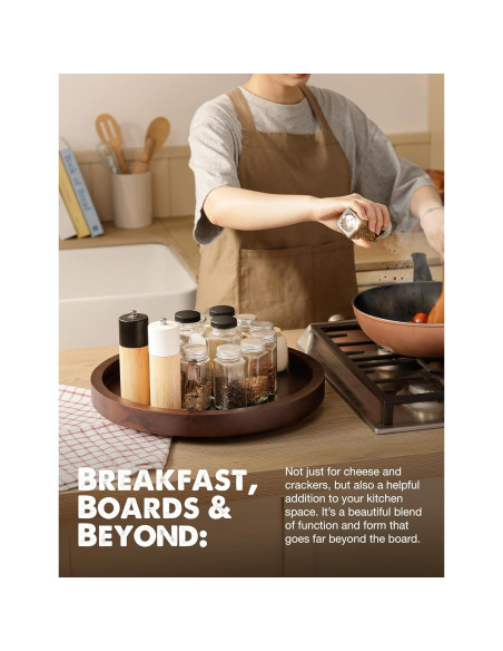 Mesa Giratoria de Acacia Tidita 40.6 cm Nogal - Lazy Susan