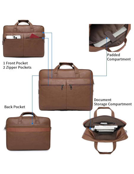 Bolsa de Mensajero de Cuero Seyfocnia 17.3" Impermeable