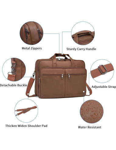 Bolsa de Mensajero de Cuero Seyfocnia 17.3" Impermeable