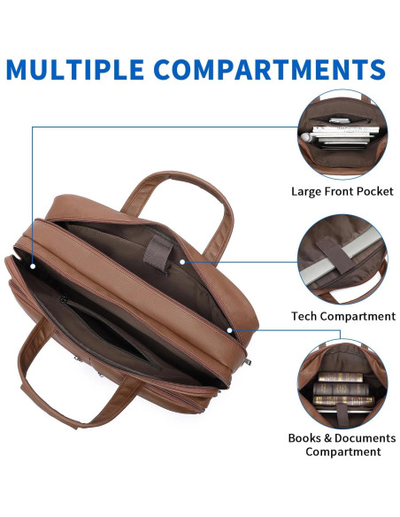 Bolsa de Mensajero de Cuero Seyfocnia 17.3" Impermeable