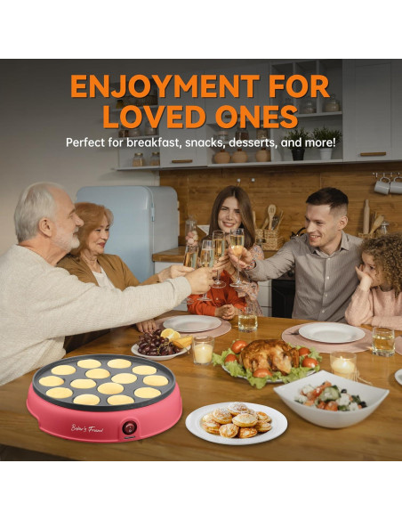 Máquina de Mini Pancakes Baker's Friend 14 Huecos Roja