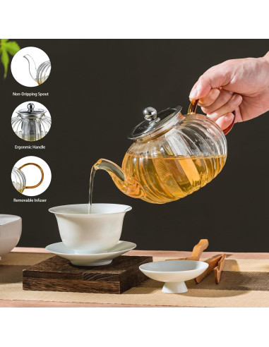 Tetera de Vidrio Wlasss 1000ml con Infusor Removible