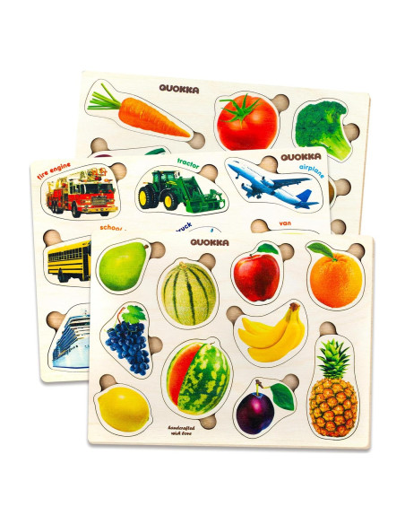 Rompecabezas de Madera QUOKKA 3 en 1 para Niños 1-5 Años