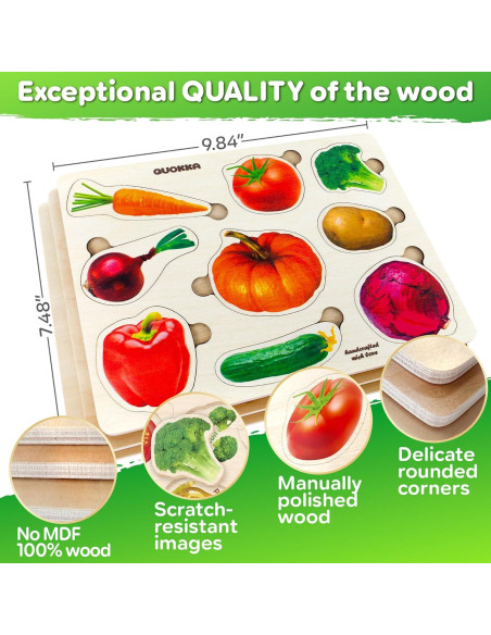 Rompecabezas de Madera QUOKKA 3 en 1 para Niños 1-5 Años