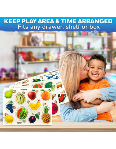 Rompecabezas de Madera QUOKKA 3 en 1 para Niños 1-5 Años