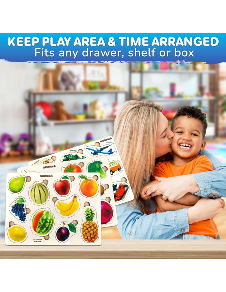 Rompecabezas de Madera QUOKKA 3 en 1 para Niños 1-5 Años