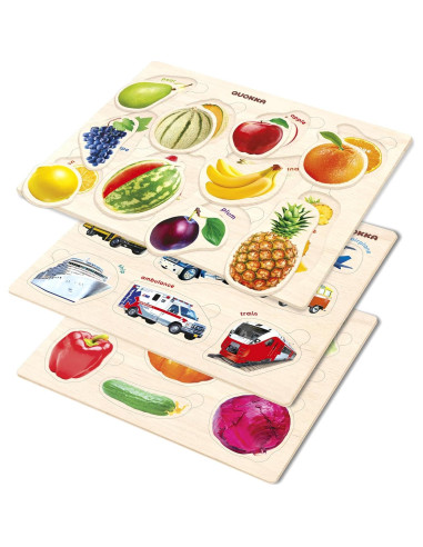 Rompecabezas de Madera QUOKKA 3 en 1 para Niños 1-5 Años