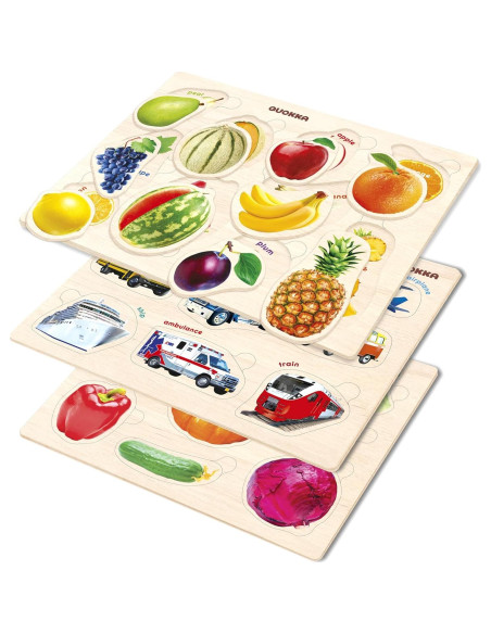 Rompecabezas de Madera QUOKKA 3 en 1 para Niños 1-5 Años