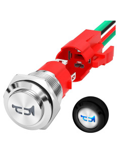 Interruptor de Botón de Cuerno Joinfworld 12V 20A Acero Inoxidable LED Azul