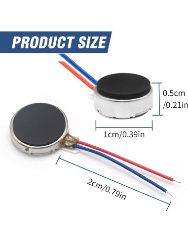 20 Motores de Vibración Micro DC 10mm 3V 12000RPM Vkinman
