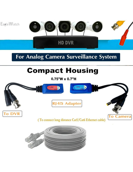 Adaptador BNC a RJ45 EAGLEWATCH 8 Pares 0.57 kg para CCTV