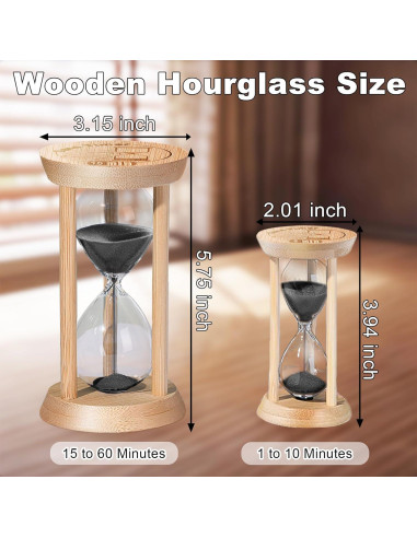 Reloj de Arena de Madera SuLiao 60 Minutos Negro Decorativo
