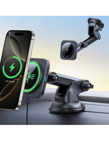 Cargador de Coche Inalámbrico ESR Qi2 15W Magnético con Ventosa