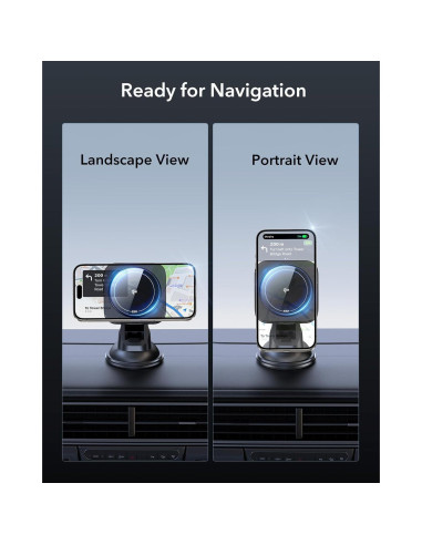 Cargador de Coche Inalámbrico ESR Qi2 15W Magnético con Ventosa