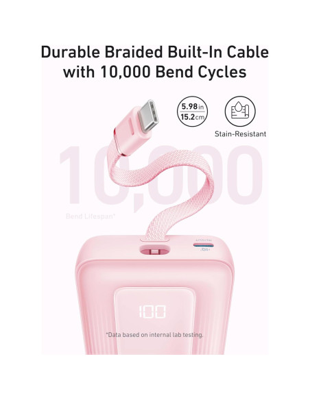 Power Bank Anker Zolo 20,000mAh 30W Rosa Cargador Rápido