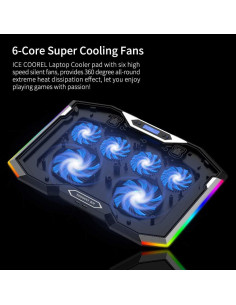 Pad de Enfriamiento para Portátil ICECOOREL 15-17.3" 6 Ventiladores RGB 2