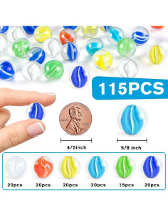 Canicas de Vidrio POPLAY 115PCS Ojo de Gato 6 Colores 2