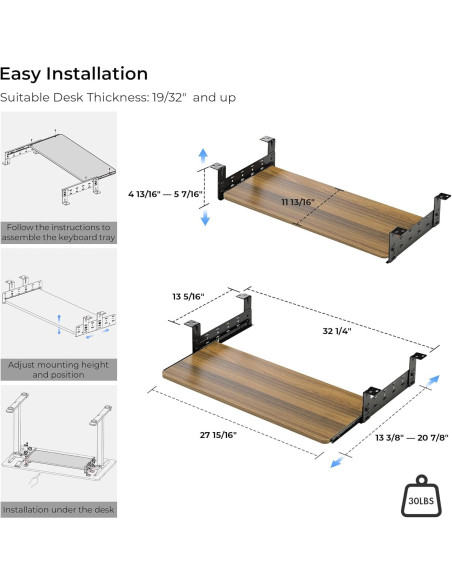 Bandeja de Teclado Ajustable EUREKA ERGONOMIC 71.12x27.94 cm