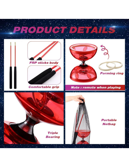 Juego de Diabolo LED Simgoing Rojo con Varitas y Cuerda