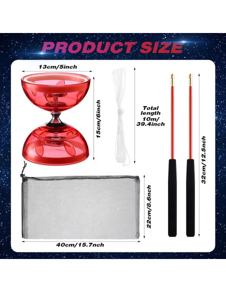 Juego de Diabolo LED Simgoing Rojo con Varitas y Cuerda