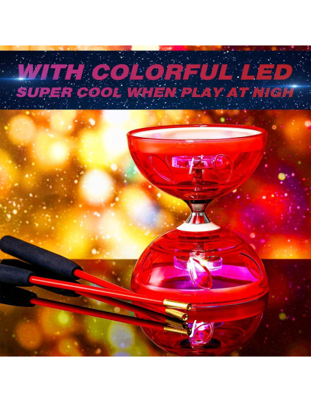 Juego de Diabolo LED Simgoing Rojo con Varitas y Cuerda