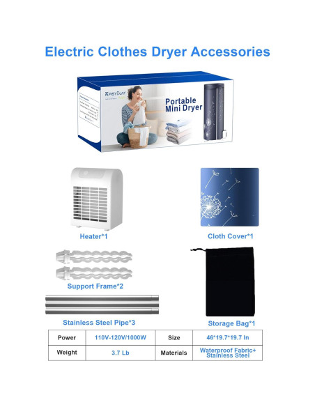 Secadora de Ropa Portátil KASYDoFF V5 1000W 12.7kg Azul