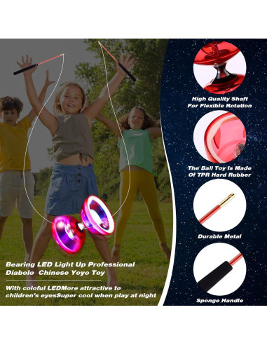 Juego de Diabolo LED Simgoing Rojo con Varitas y Cuerda