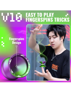 Yoyo Profesional MAGICYOYO V10 Negro Azul con Accesorios 2