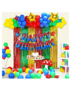 Kit de Decoración de Fiesta de Cumpleaños Super Bros GoGoGoodie 118 Piezas