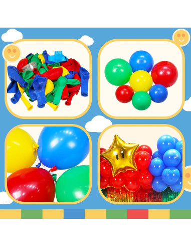 Kit de Decoración de Fiesta de Cumpleaños Super Bros GoGoGoodie 118 Piezas