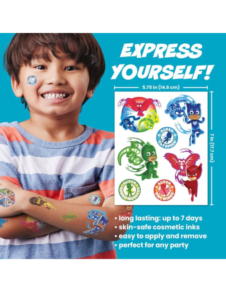 Set de 50 Tatuajes Temporales PJ Masks para Niños