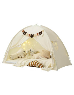 Carpa de Cama Twin YEERSWAG Beige 196x99x124 cm con Luces