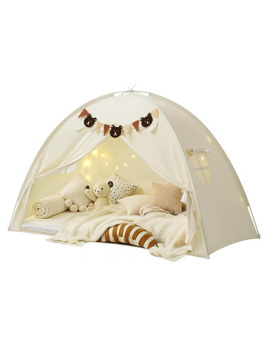 Carpa de Cama Twin YEERSWAG Beige 196x99x124 cm con Luces