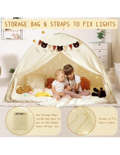 Carpa de Cama Twin YEERSWAG Beige 196x99x124 cm con Luces 2