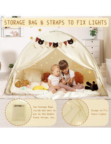 Carpa de Cama Twin YEERSWAG Beige 196x99x124 cm con Luces