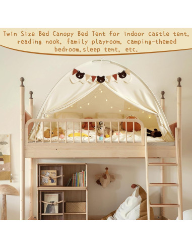 Carpa de Cama Twin YEERSWAG Beige 196x99x124 cm con Luces