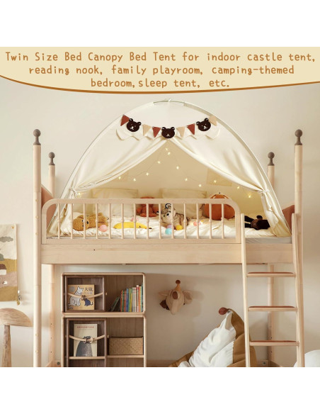 Carpa de Cama Twin YEERSWAG Beige 196x99x124 cm con Luces