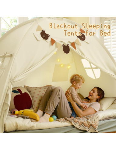 Carpa de Cama Twin YEERSWAG Beige 196x99x124 cm con Luces