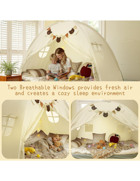 Carpa de Cama Twin YEERSWAG Beige 196x99x124 cm con Luces