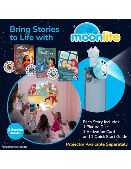 Carretes de Cuentos Moonlite Set 3 Cuentos Moana La Sirenita