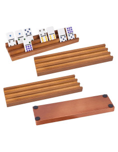 Juego de Soportes de Dominó de Madera WodGod Set de 4 Pcs