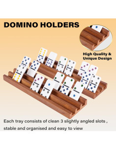 Juego de Soportes de Dominó de Madera WodGod Set de 4 Pcs 2