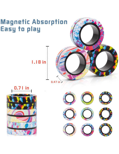 Juego de 9 Anillos Magnéticos Antiestrés YZ para Adultos y Niños