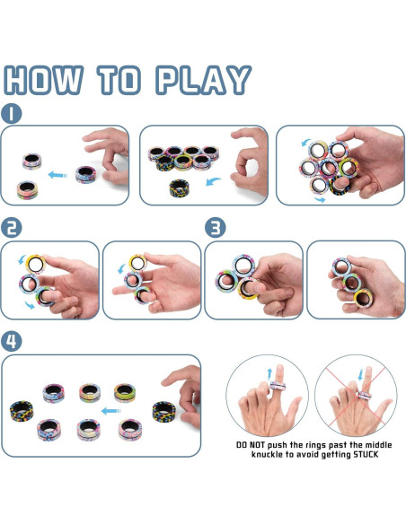 Juego de 9 Anillos Magnéticos Antiestrés YZ para Adultos y Niños