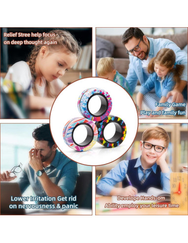 Juego de 9 Anillos Magnéticos Antiestrés YZ para Adultos y Niños