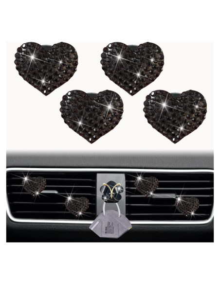 Juego de 4 Clips de Ventilación en Forma de Corazón Negro DPWOUM