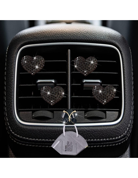 Juego de 4 Clips de Ventilación en Forma de Corazón Negro DPWOUM