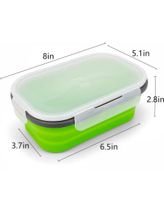 Contenedor de Almuerzo Plegable CCyanzi 1000ml Verde Silicona 2